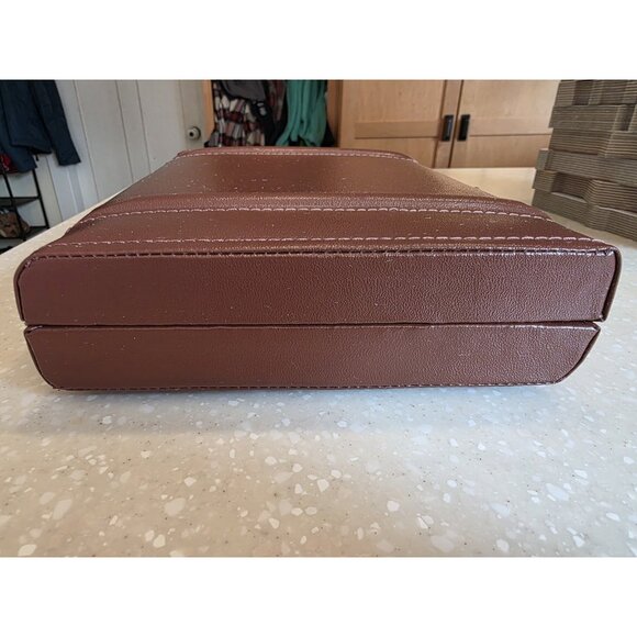 Vintage 1970's Backgammon Suitcase Board Game Brown Tan Felt 15" Faux Leather - Picture 6 of 11